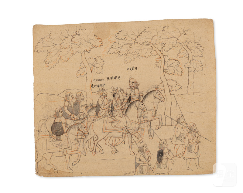 A group of nineteen drawings depicting the abduction of Rukmini by Krishna, India, Guler or Kangra, Late 18th / Early 19th century - 图7